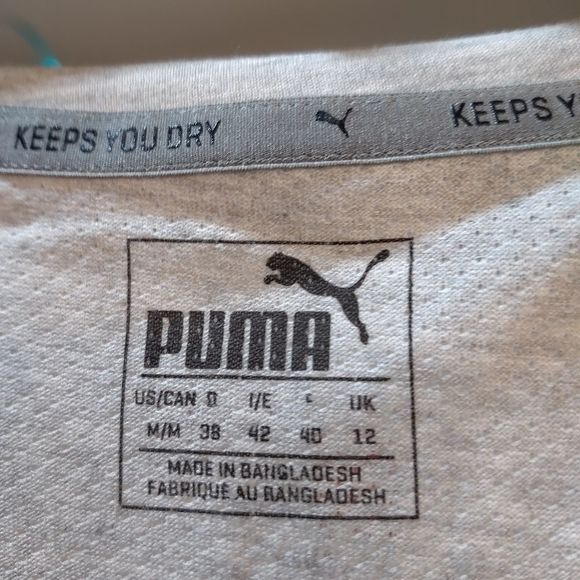 Puma - Grey - Dry Cell - Girls Size Medium - Workout Short Sleeve Shirt - Picture 3 of 5